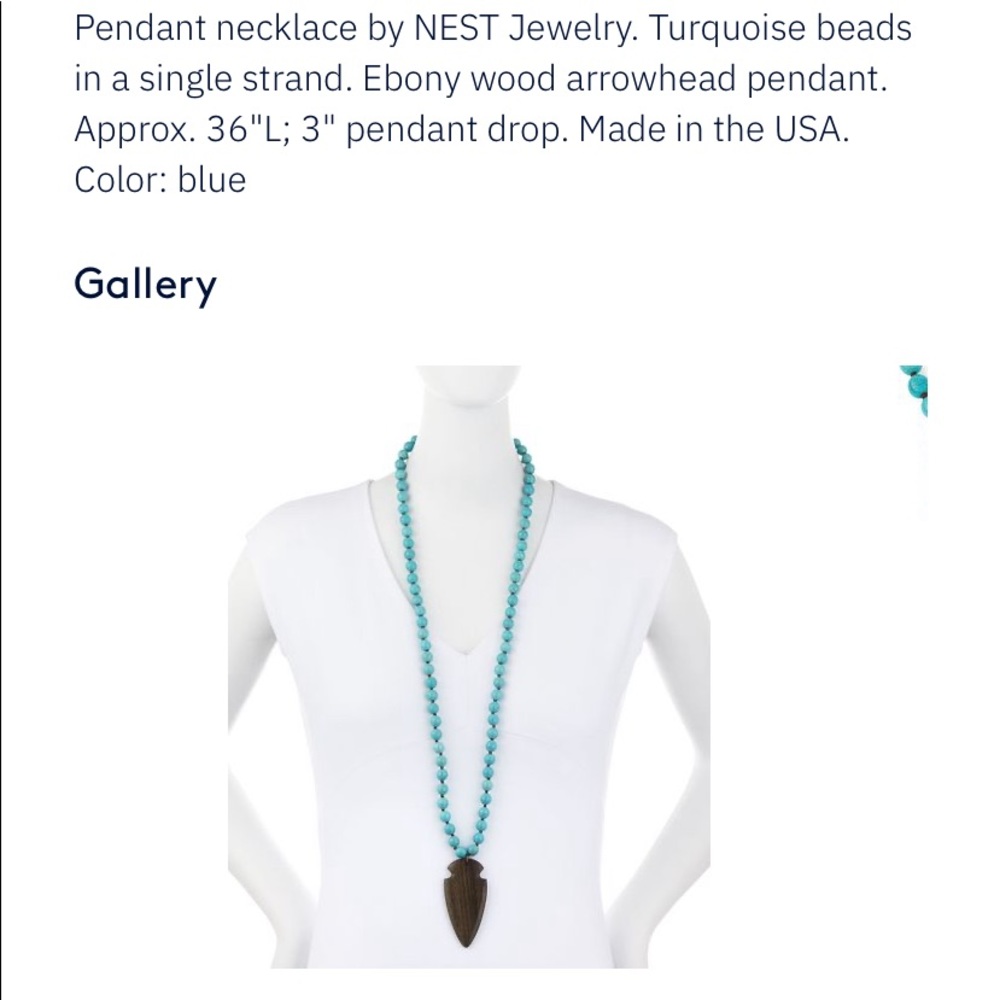 BOHO Turquoise Wood Arrowhead Necklace